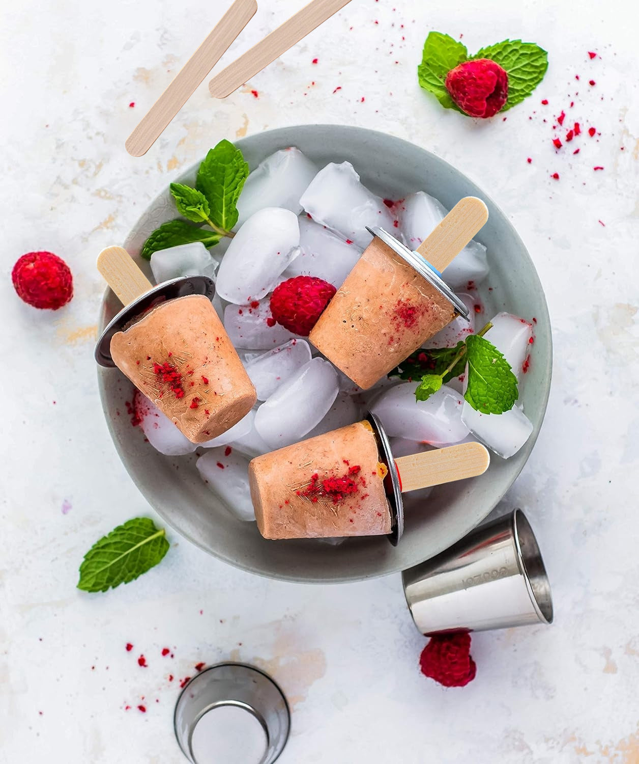 Ecozoi Stainless Steel Ice Pop Molds, 6 Mini Rounds withReusable Bamboo Sticks