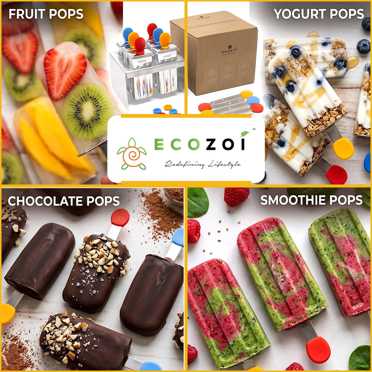 Stainless Steel Popsicle Molds, Mini Square with Stainless Steel Sticks