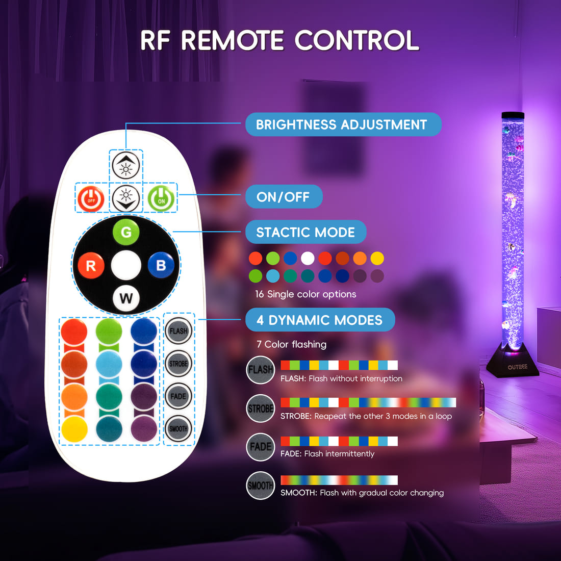 Outree Sensory Bubble Tube Lamp