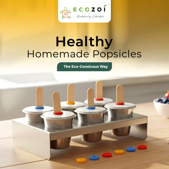 Ecozoi Stainless Steel Ice Pop Molds, 6 Mini Rounds withReusable Bamboo Sticks