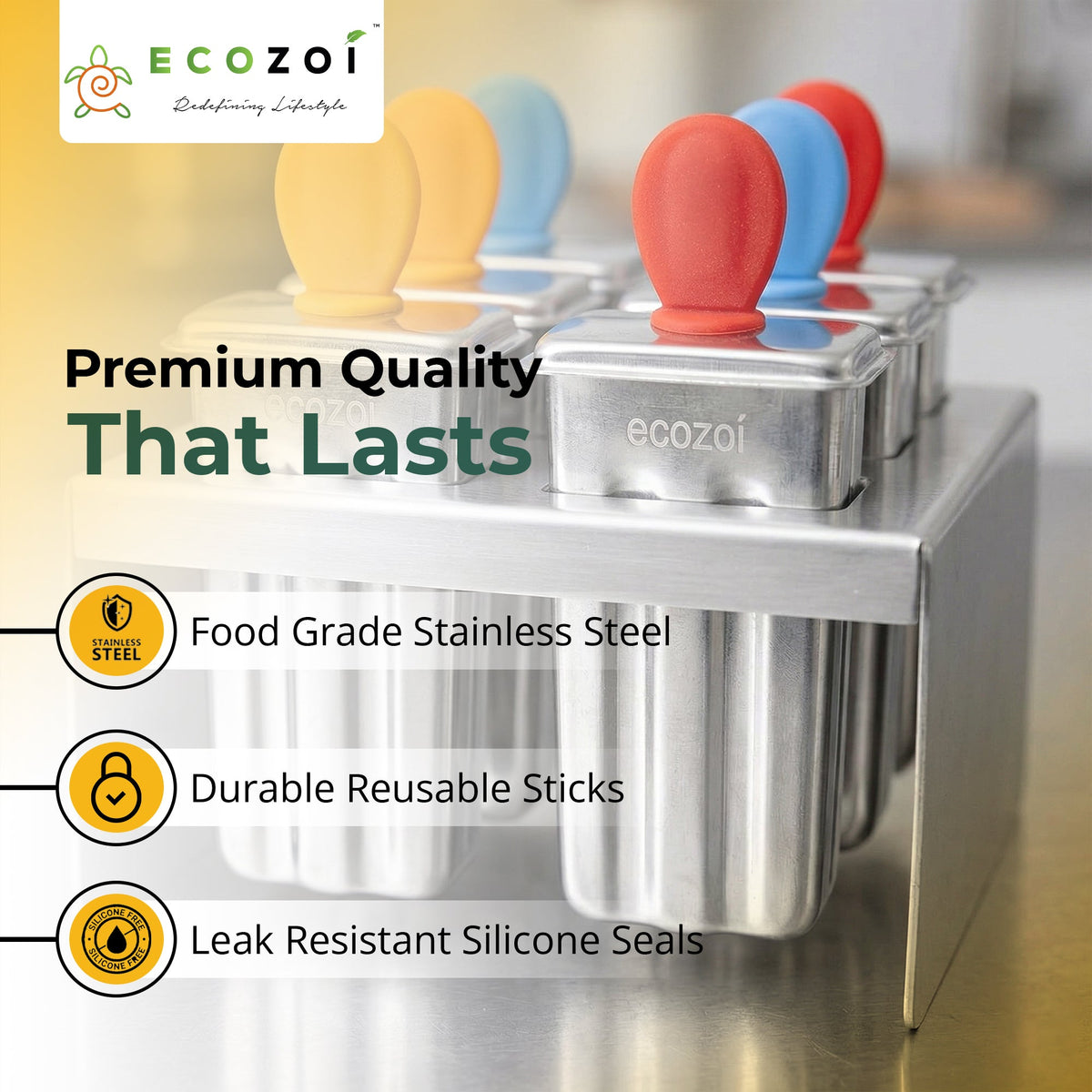Stainless Steel Popsicle Molds, Mini Square with Stainless Steel Sticks