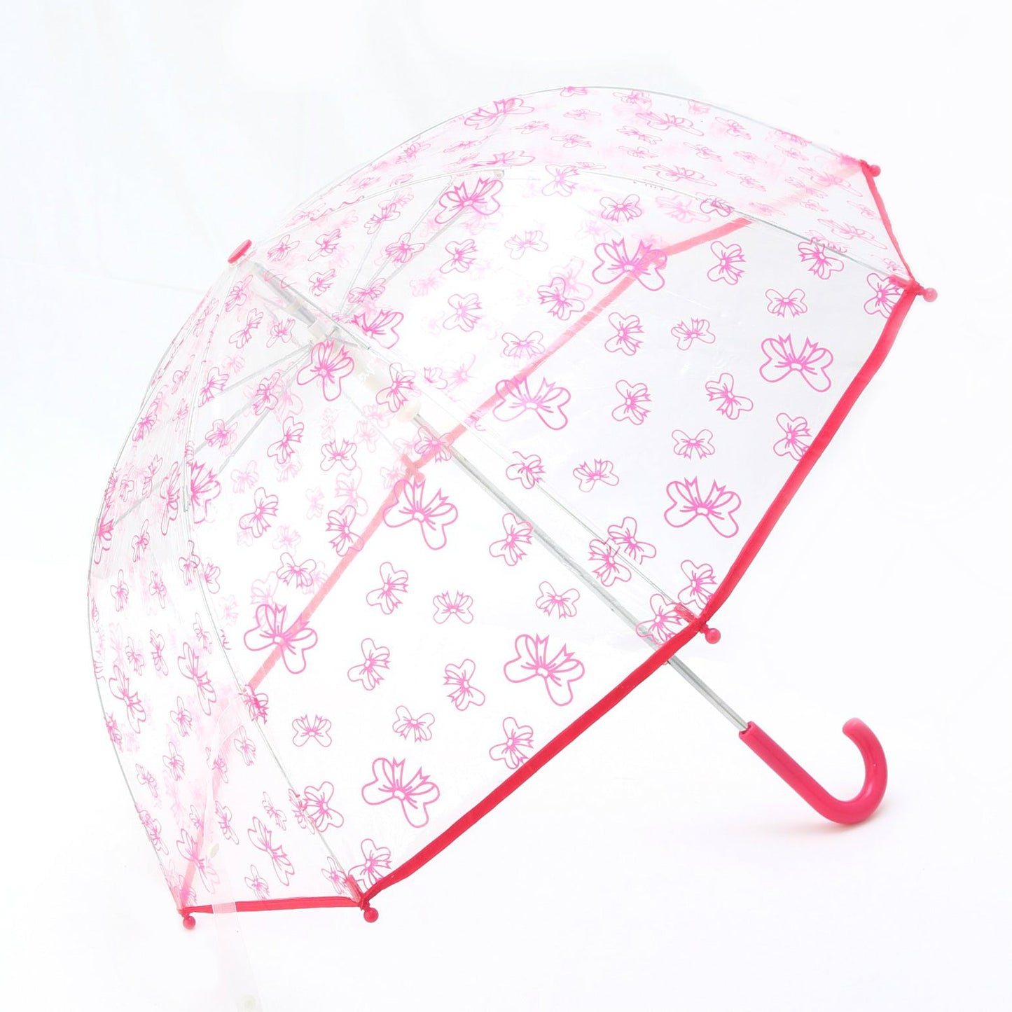 Clear Umbrella with Fuchsia Bow Print