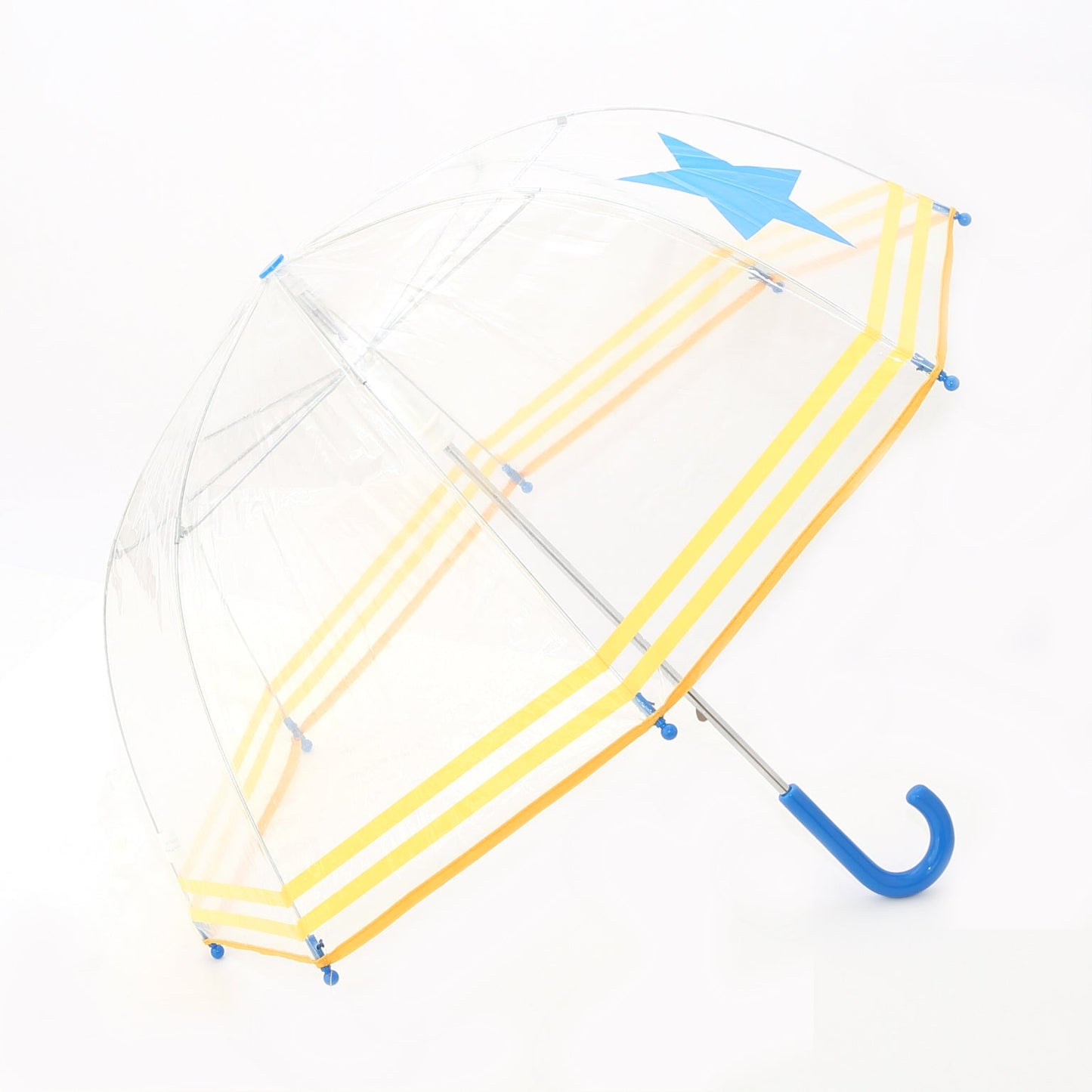 Clear Umbrella with Blue Star and Yellow Trim