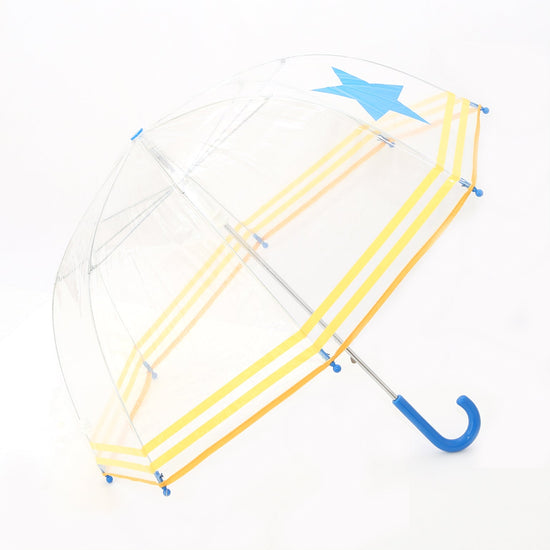 Clear Umbrella with Blue Star and Yellow Trim