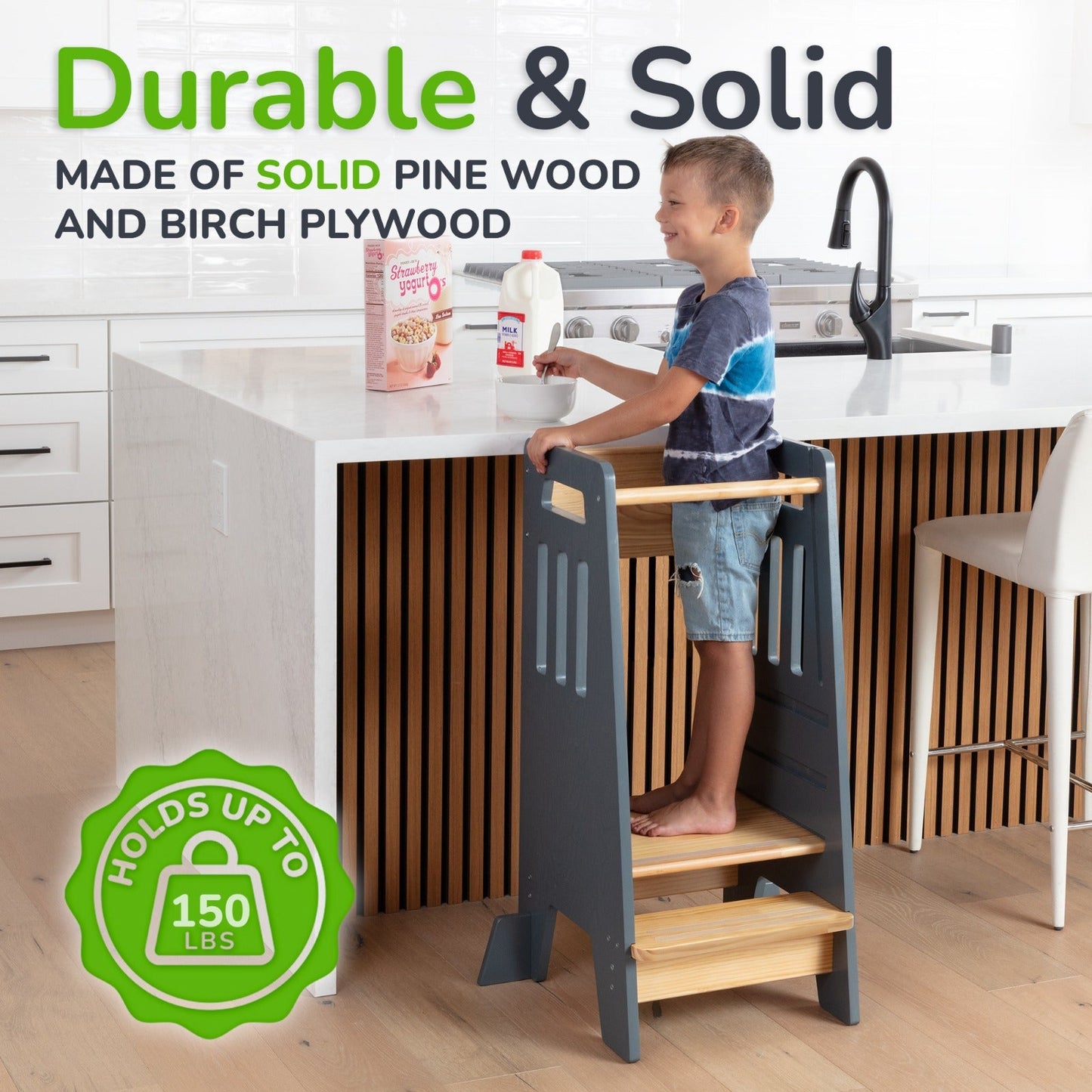 Standing Toddler Tower with Sliding Safety Door