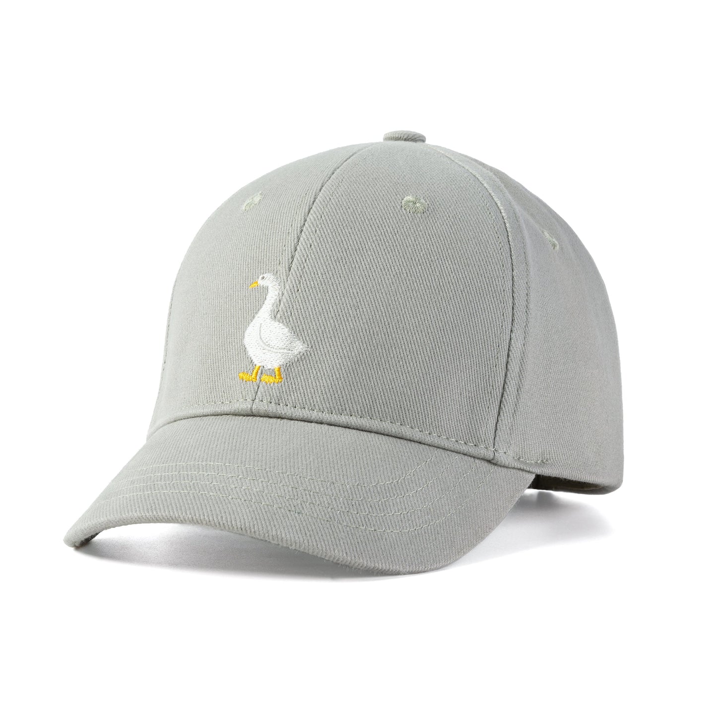 Kids Cotton Baseball Cap – Embroidered Goose Patch, Adjustable Fit Ages 3-12, Sage Green