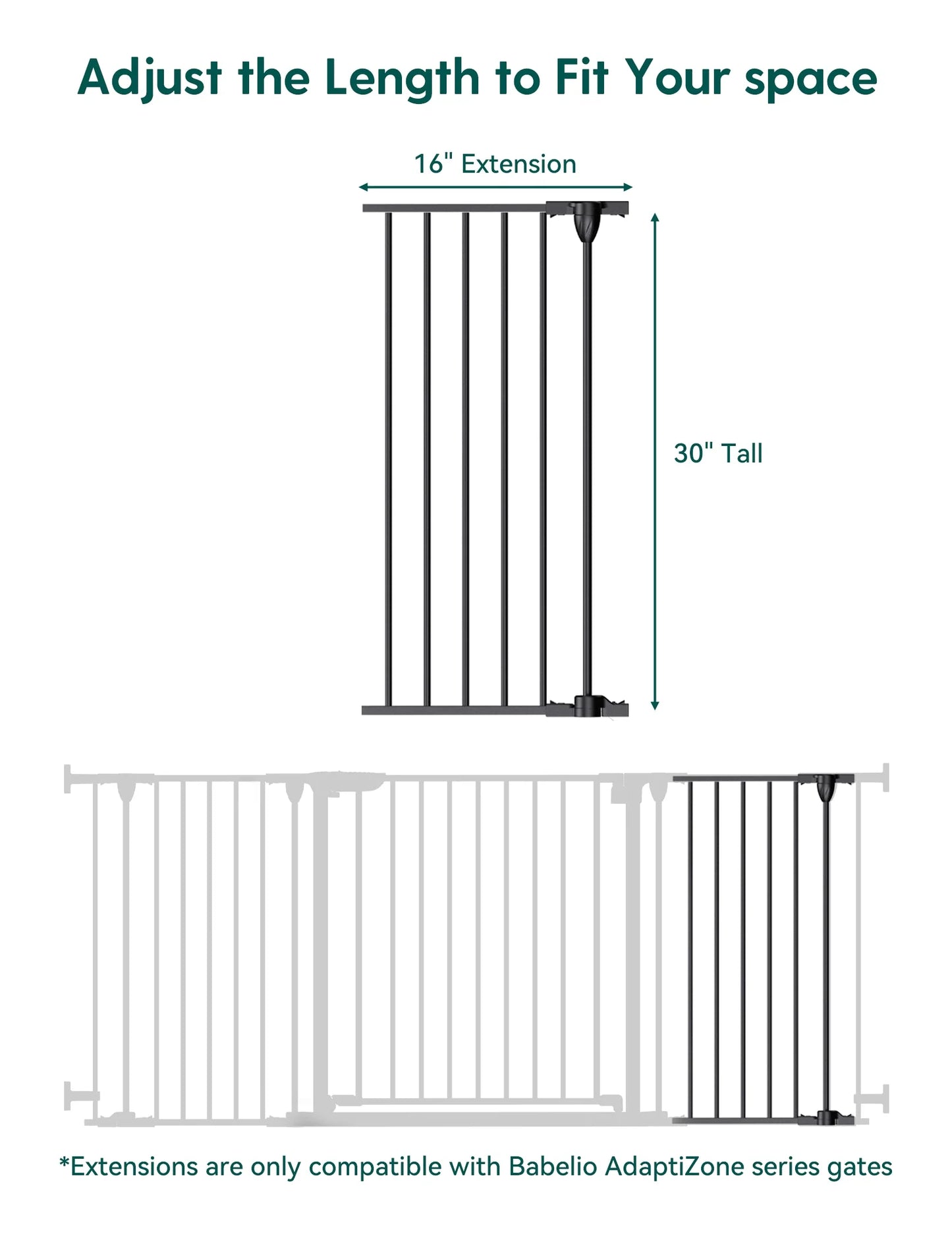 AdaptiZone | Extra Wide Multi-Purpose Safety Gate for Irregular Spaces(72''-104'')