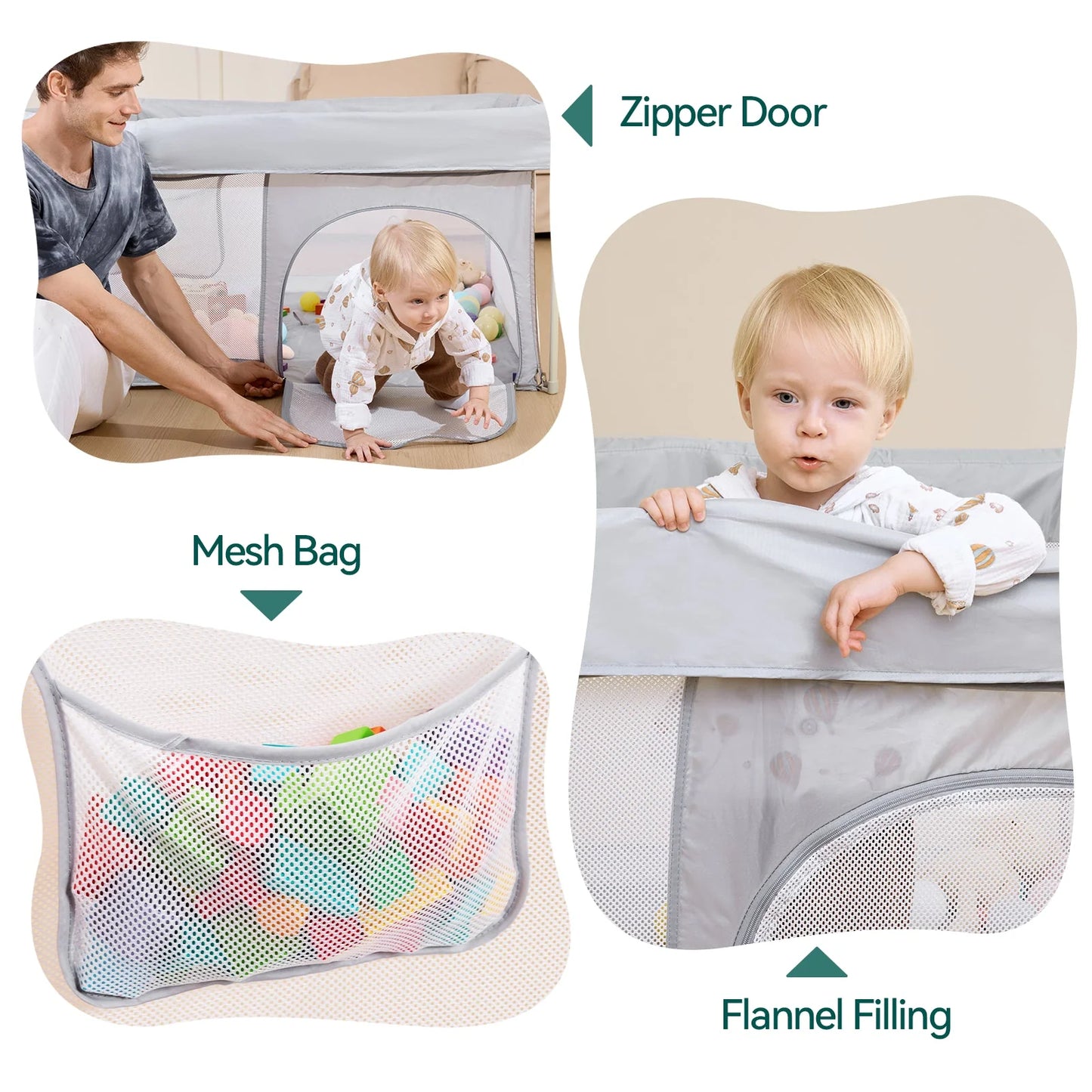 Babelio Baby Playpen | Hassle-Free 2-Step Folding, Safe and Sturdy for Indoor & Outdoor Use