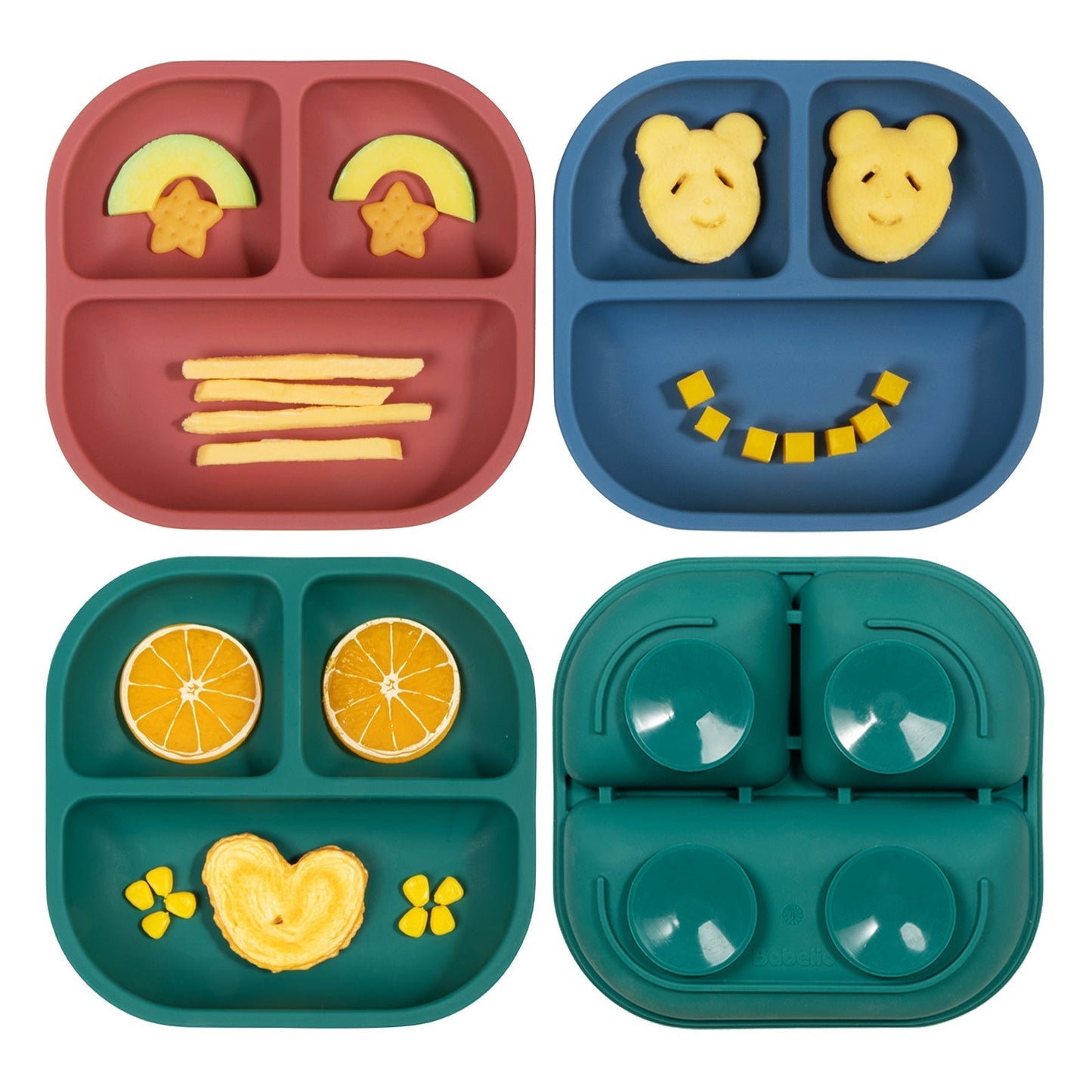 Babelio New Basics Suction Plates for Baby and Toddler - 3 Pack with Powerful 4-Cup Suction
