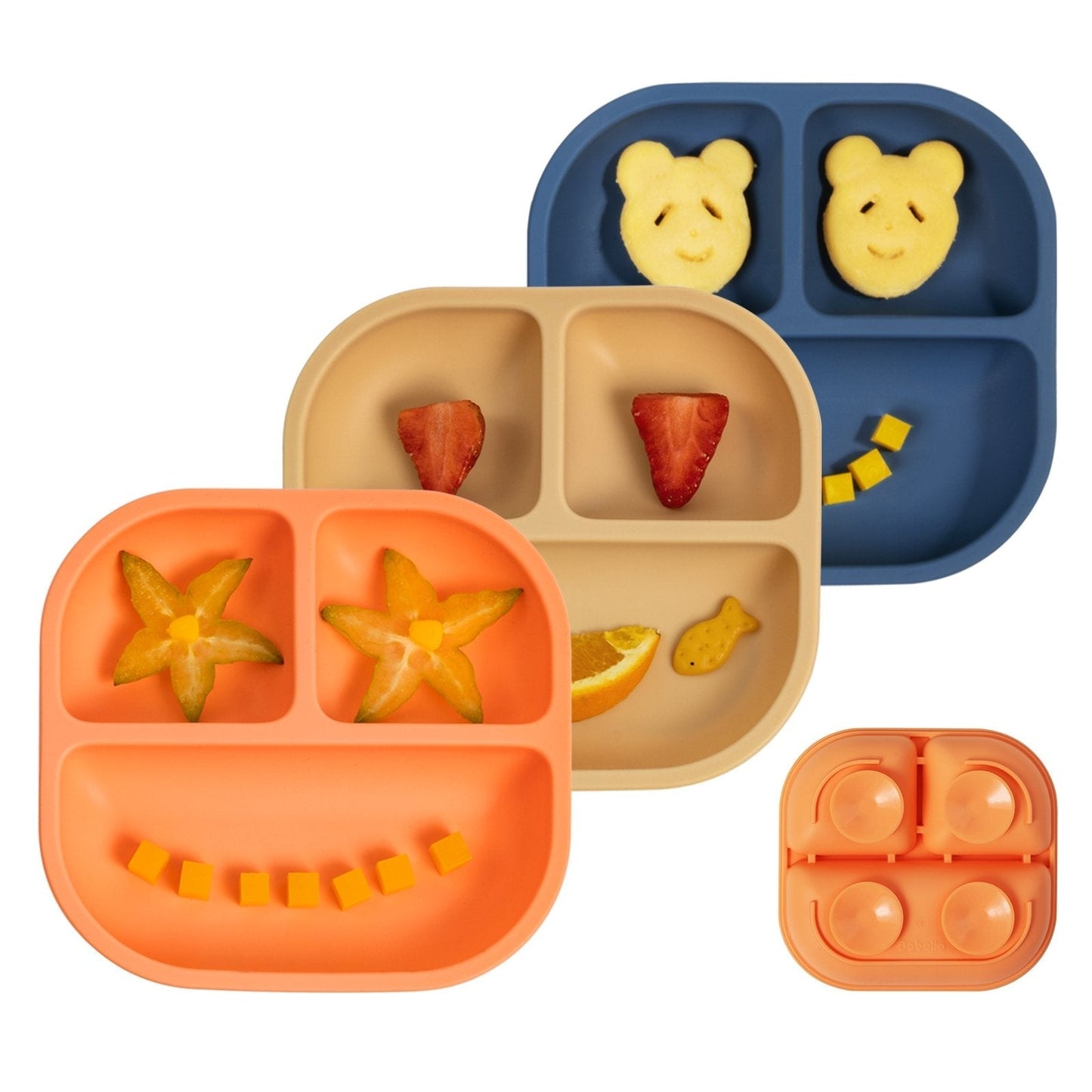 Babelio New Basics Suction Plates for Baby and Toddler - 3 Pack with Powerful 4-Cup Suction