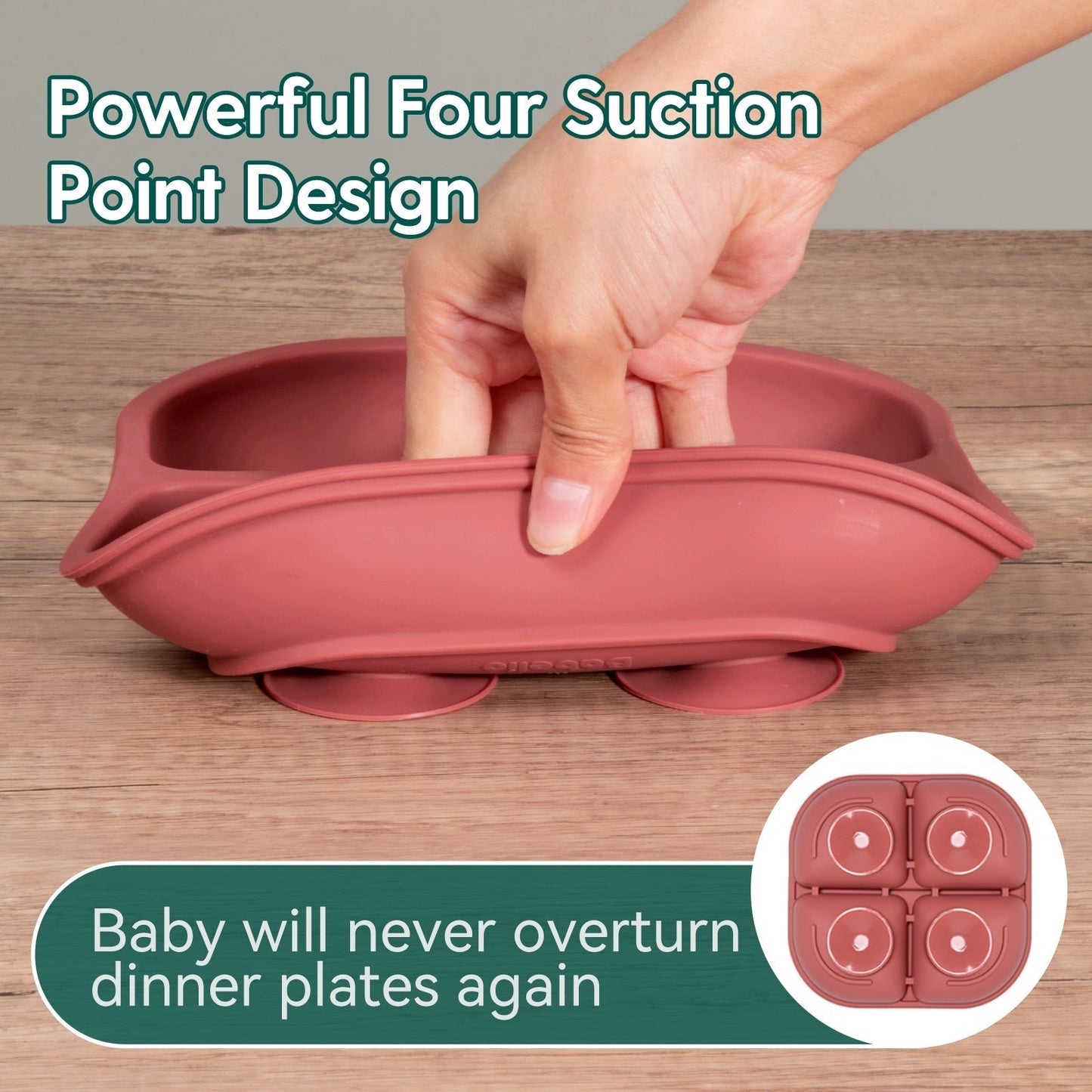Babelio New Basics Suction Plates for Baby and Toddler - 3 Pack with Powerful 4-Cup Suction