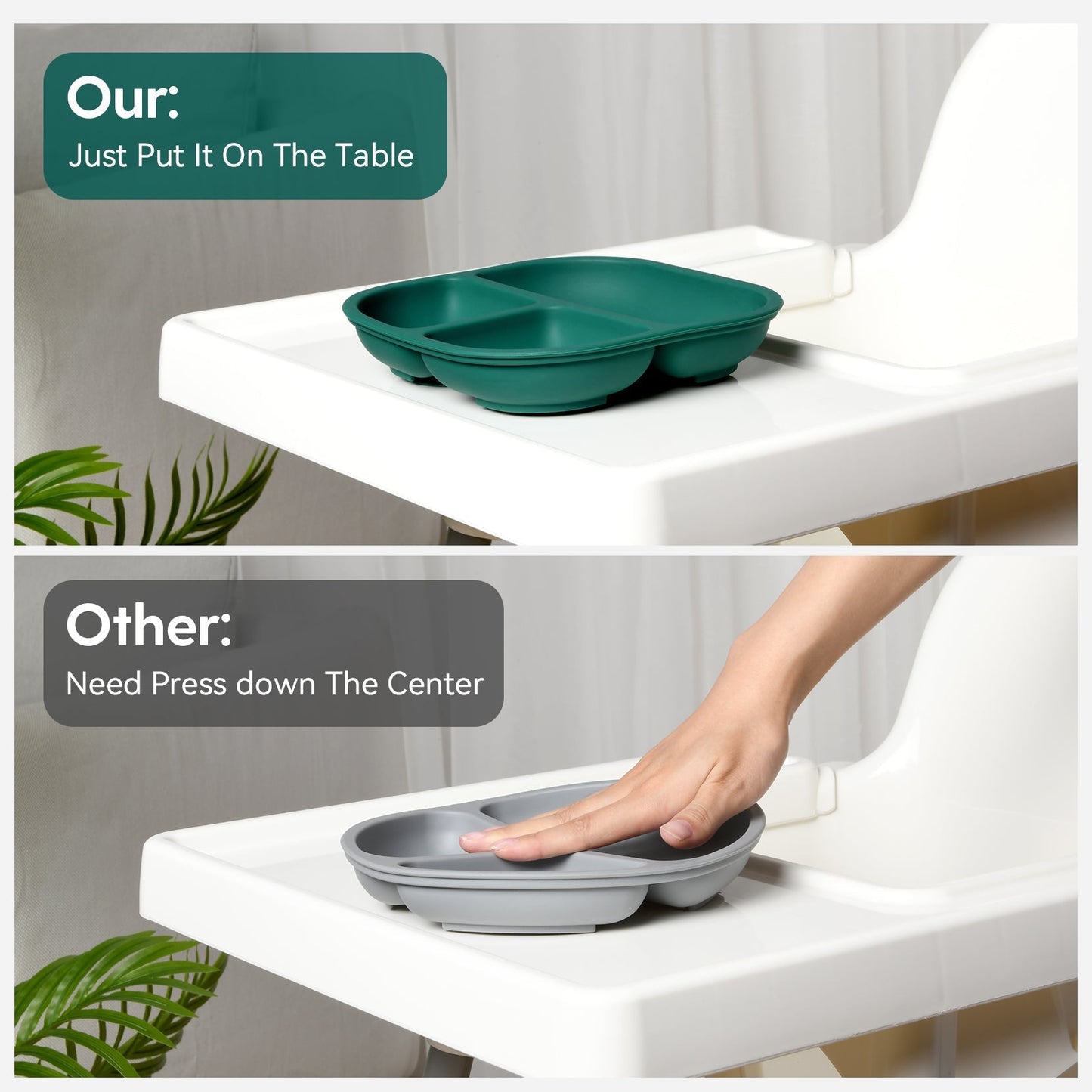 Babelio New Basics Suction Plates for Baby and Toddler - 3 Pack with Powerful 4-Cup Suction