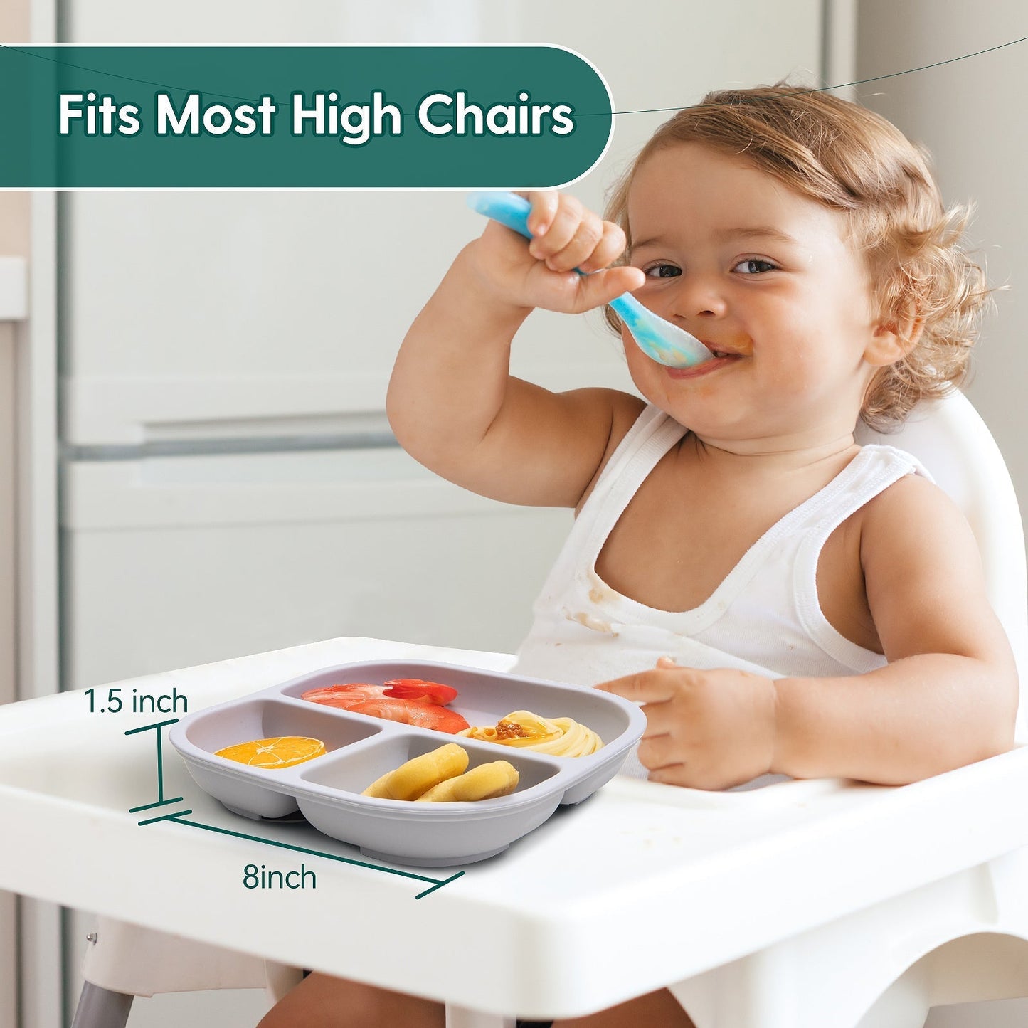 Babelio New Basics Suction Plates for Baby and Toddler - 3 Pack with Powerful 4-Cup Suction