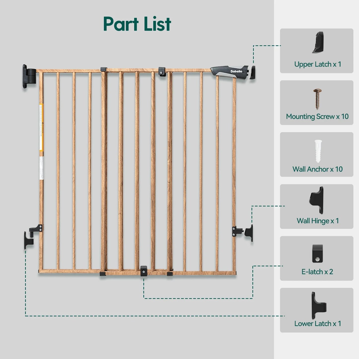 Boundless B17 Wood Pattern | Safety Baby Gate for Stairs