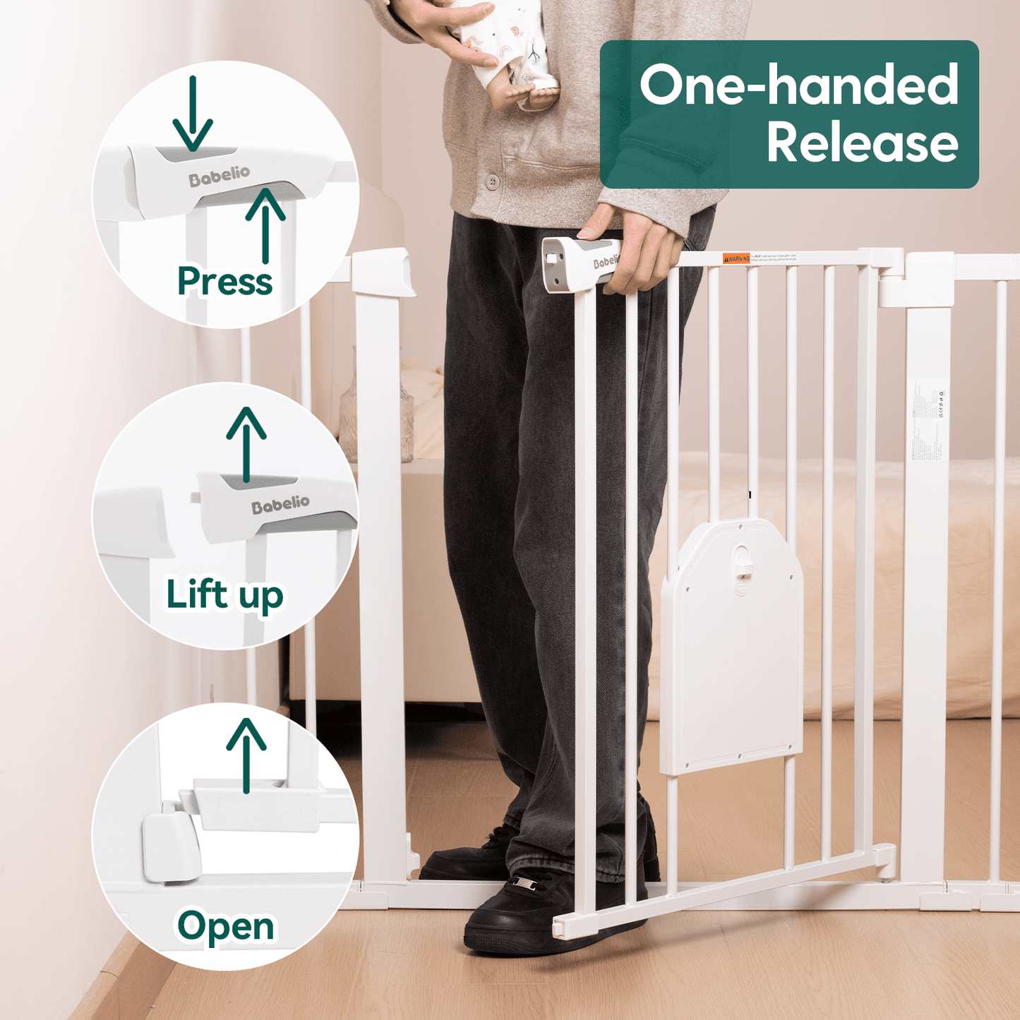 CatPrivilege A7 | Adjustable Safety Gate with Lockable Pet Door