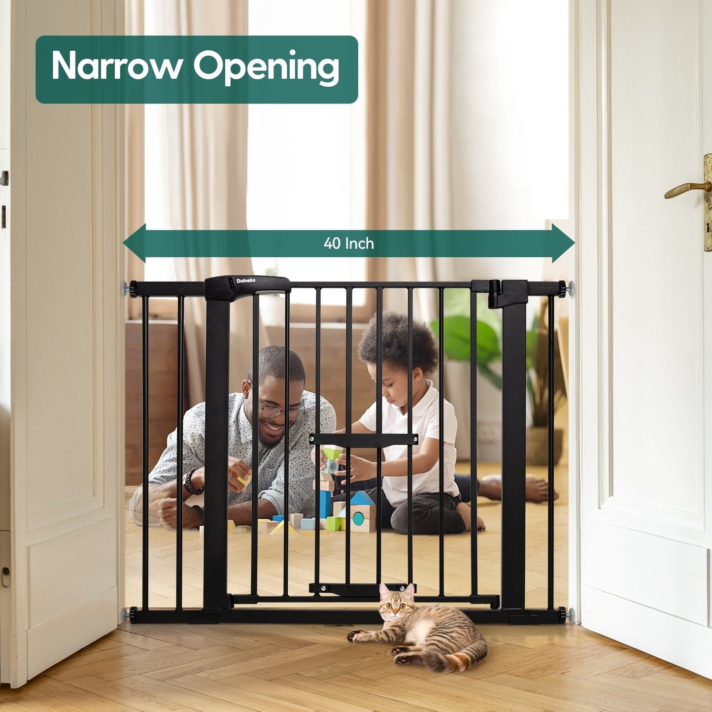 CatPrivilege F7 | Large Sliding Pet Door Baby Gate for Cats and Dogs