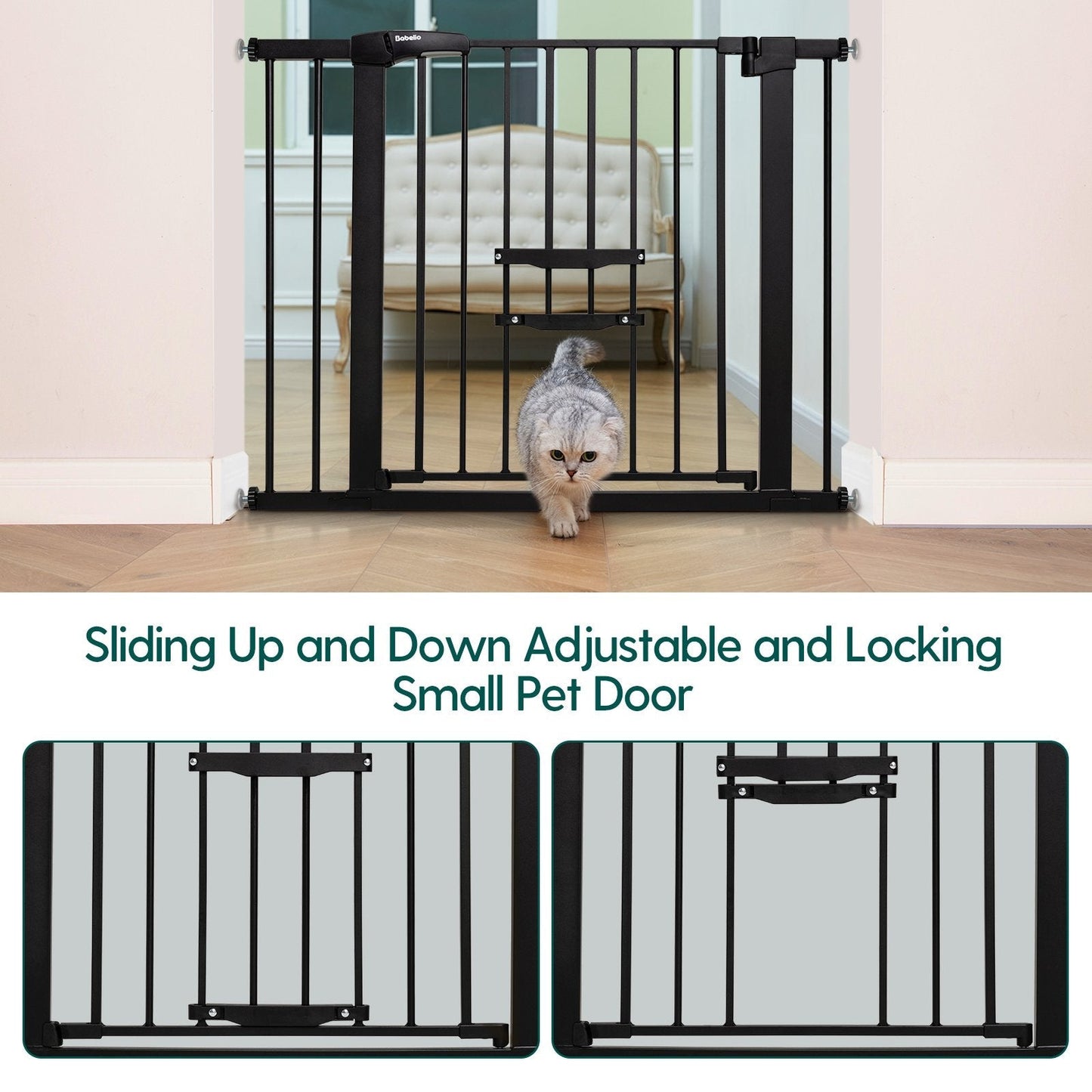 CatPrivilege F7 | Large Sliding Pet Door Baby Gate for Cats and Dogs