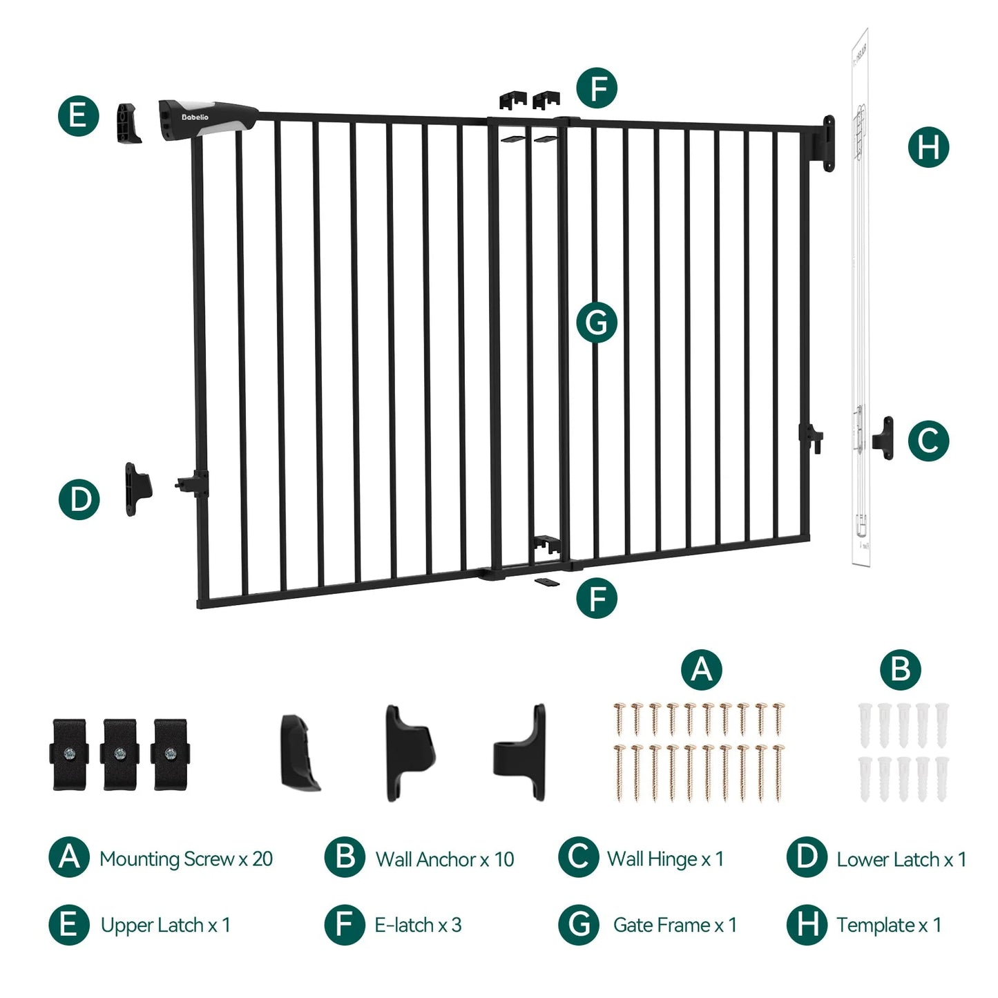 Boundless B17 | No-Trip Hardware Mounted Baby Gates for Stairs