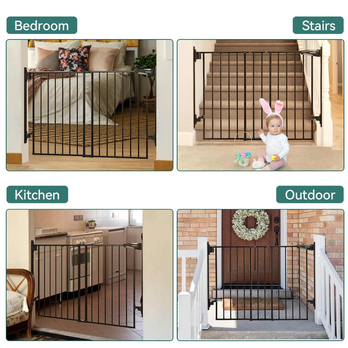 Boundless D8 | No Bottom Bar Baby Gate for Stairs