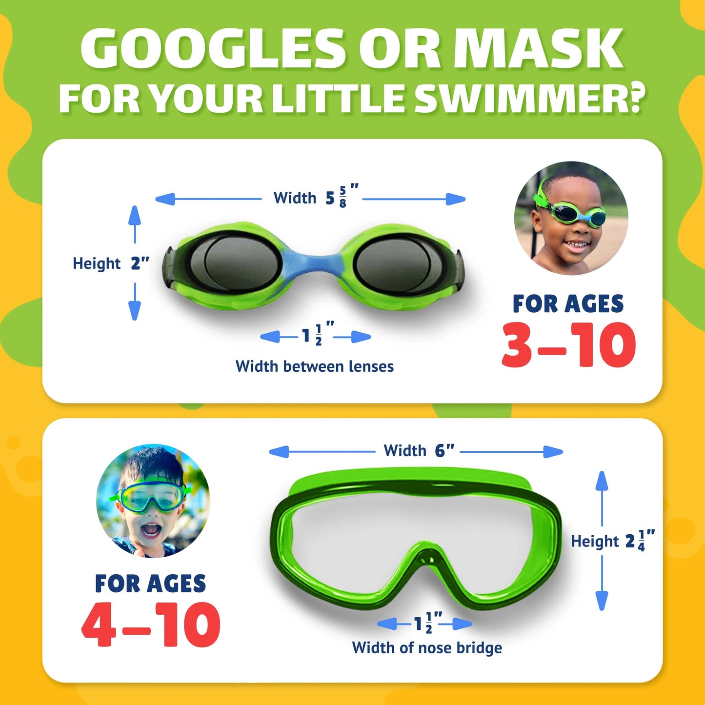 Green Navigatorz Swim Half Mask ages 4-10