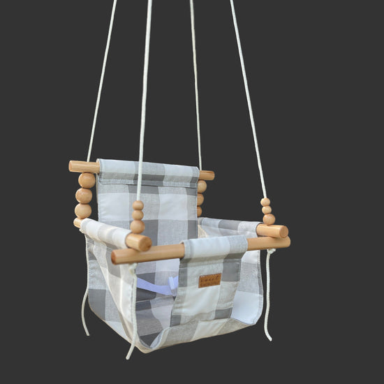 Outdoor High Back Baby & Toddler Swing-Gray Buffalo Check