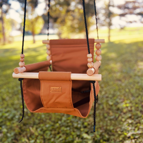 Premium Outdoor High Back Baby & Toddler Swing-Nutmeg