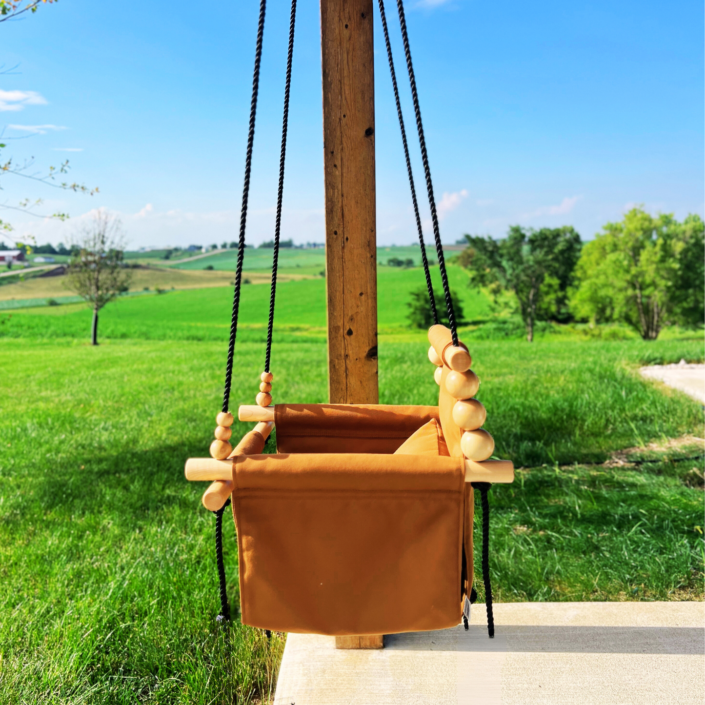 Premium Outdoor High Back Baby & Toddler Swing-Nutmeg