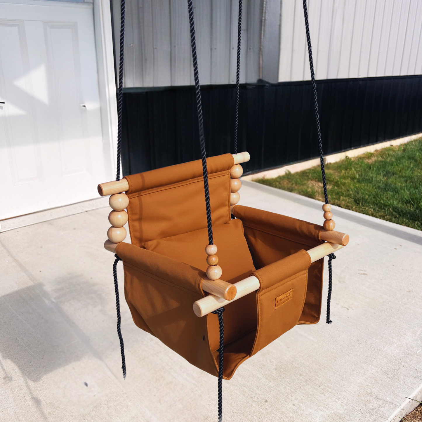 Premium Outdoor High Back Baby & Toddler Swing-Nutmeg
