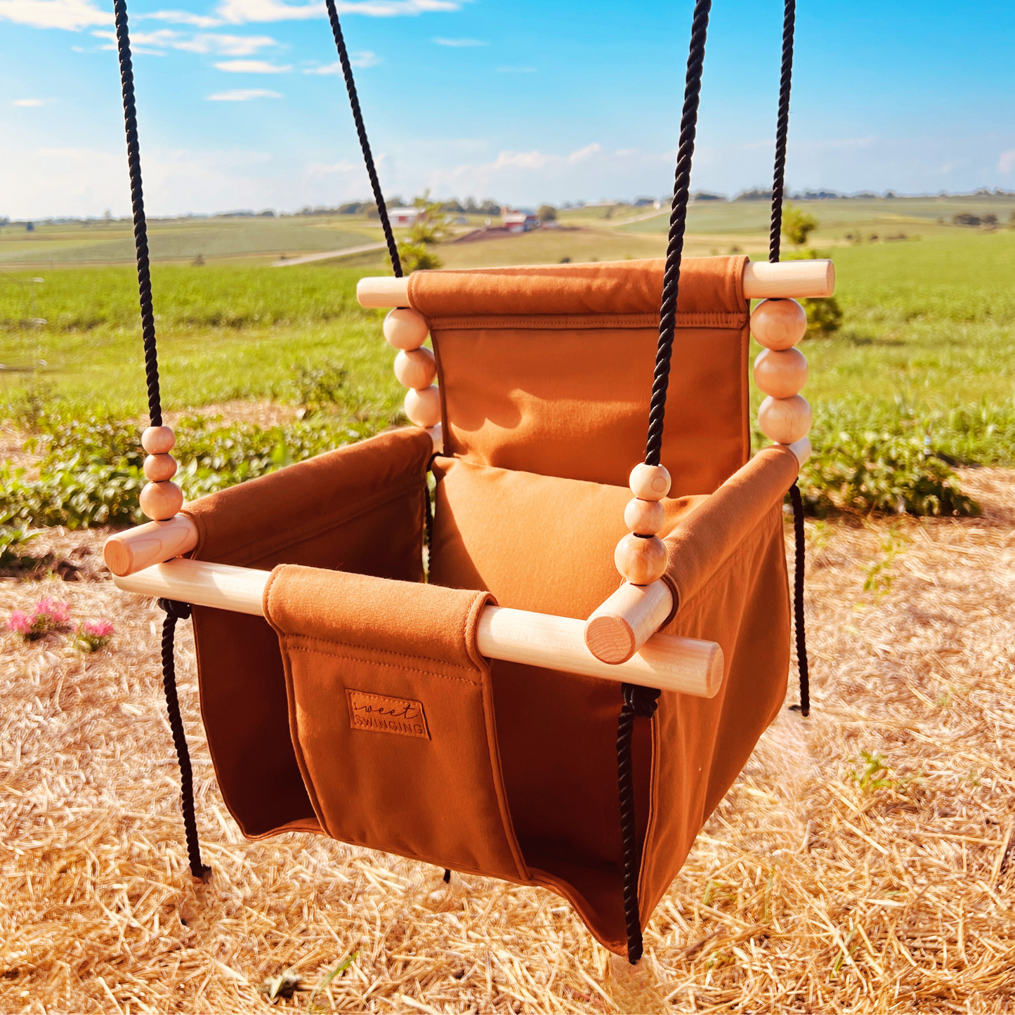 Premium Outdoor High Back Baby & Toddler Swing-Nutmeg