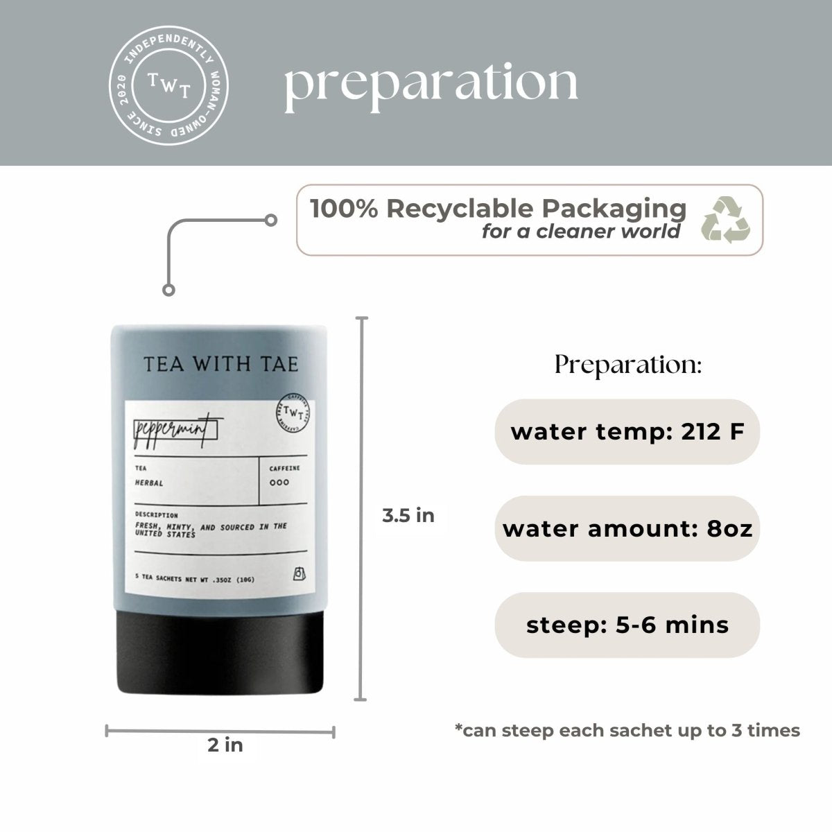 Peppermint Mini Tea Tube (5 tea bags)