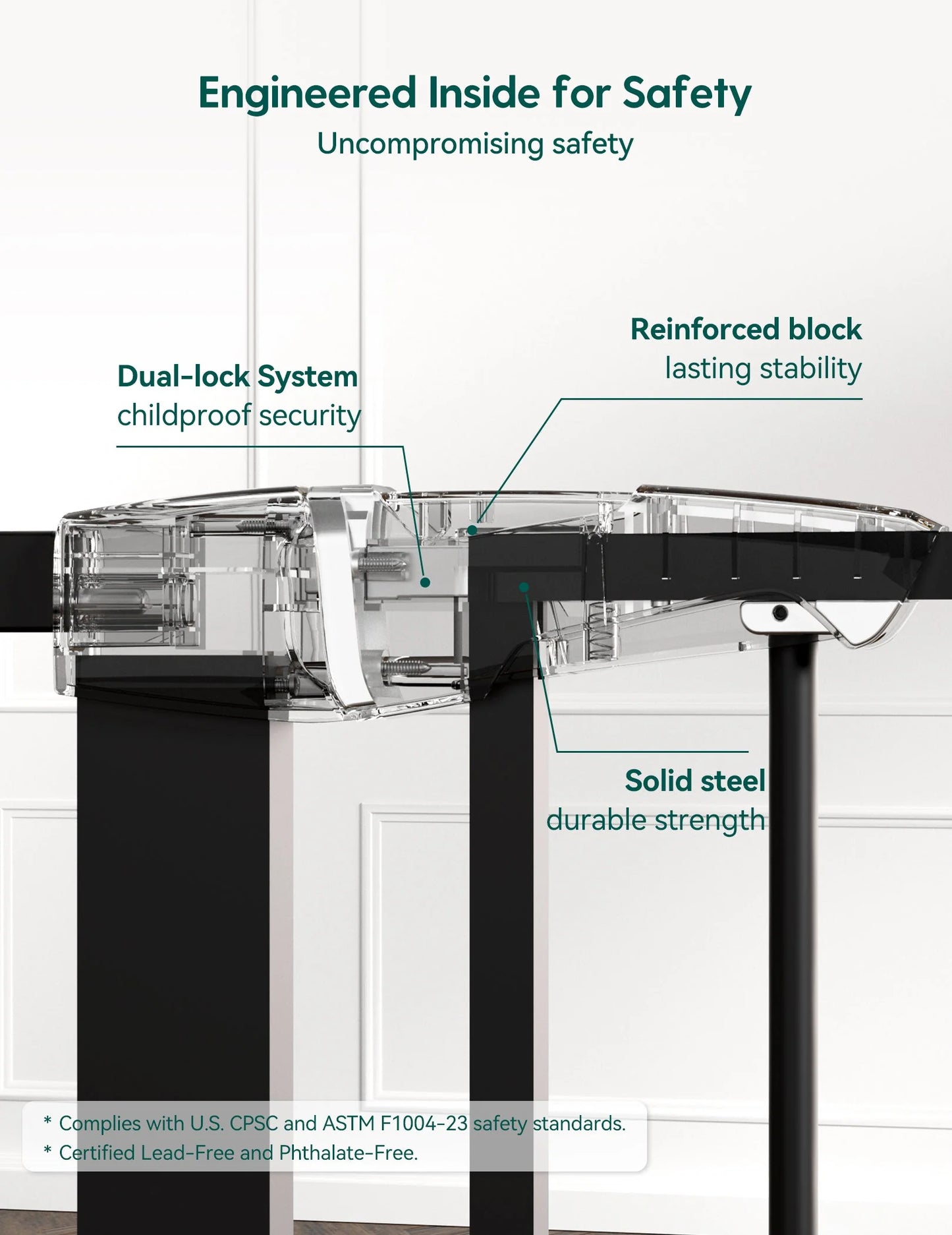 PressGuard C5 | Pressure Mounted Tall Baby Gate Fits Narrow to Standard Doorways