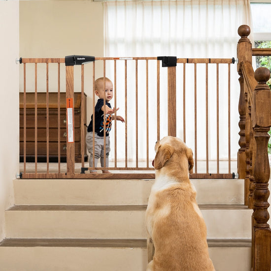 PressGuard C5&P7 Wood Pattern | Pressure Mounted Baby Gate for Stairs