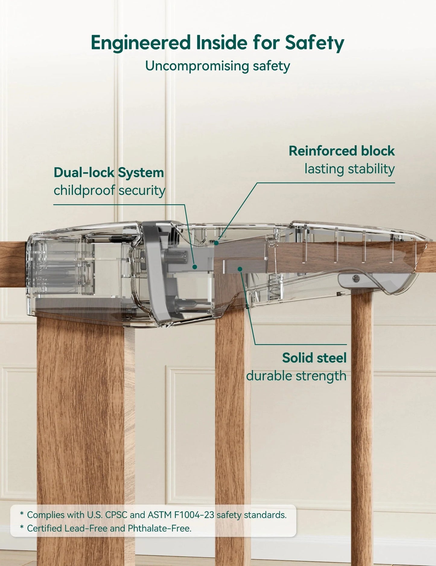 PressGuard C5&P7 Wood Pattern | Pressure Mounted Baby Gate for Stairs