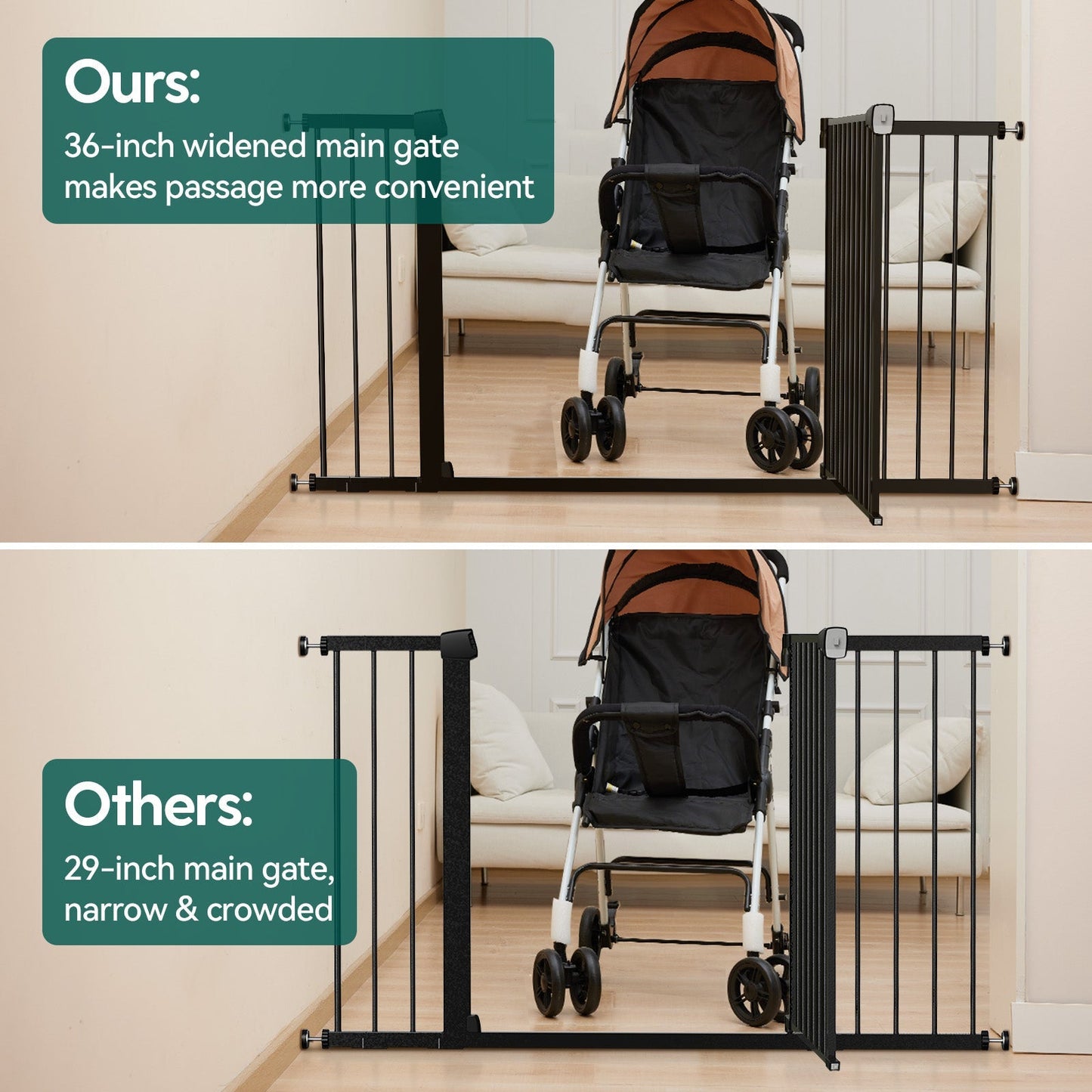 PressGuard E1 | 36-55'' Extra Wide Baby Gates for Large Space