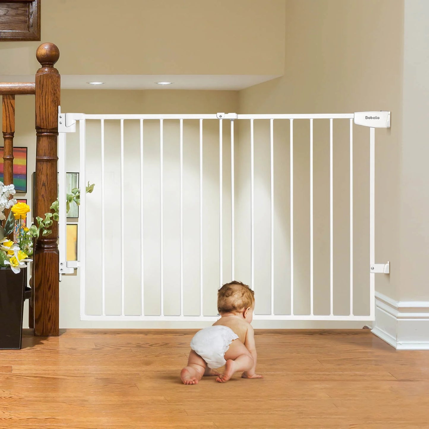 Boundless S12 | Ultra-Stable No Bottom Bar Baby Gate for Stairs