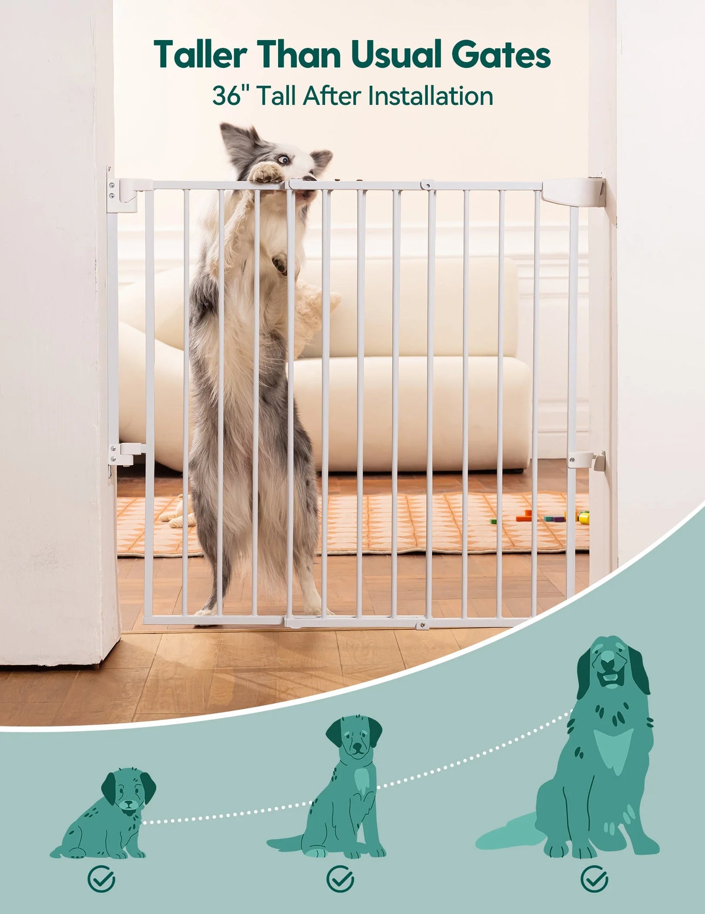 Boundless S12 | Ultra-Stable No Bottom Bar Baby Gate for Stairs