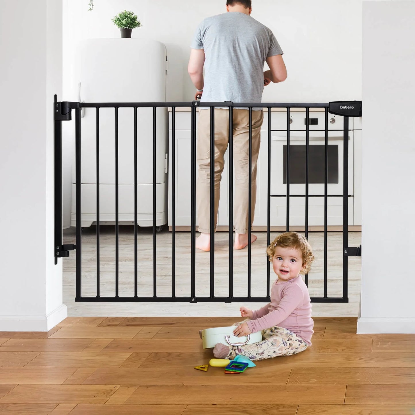 Boundless S12 | Ultra-Stable No Bottom Bar Baby Gate for Stairs