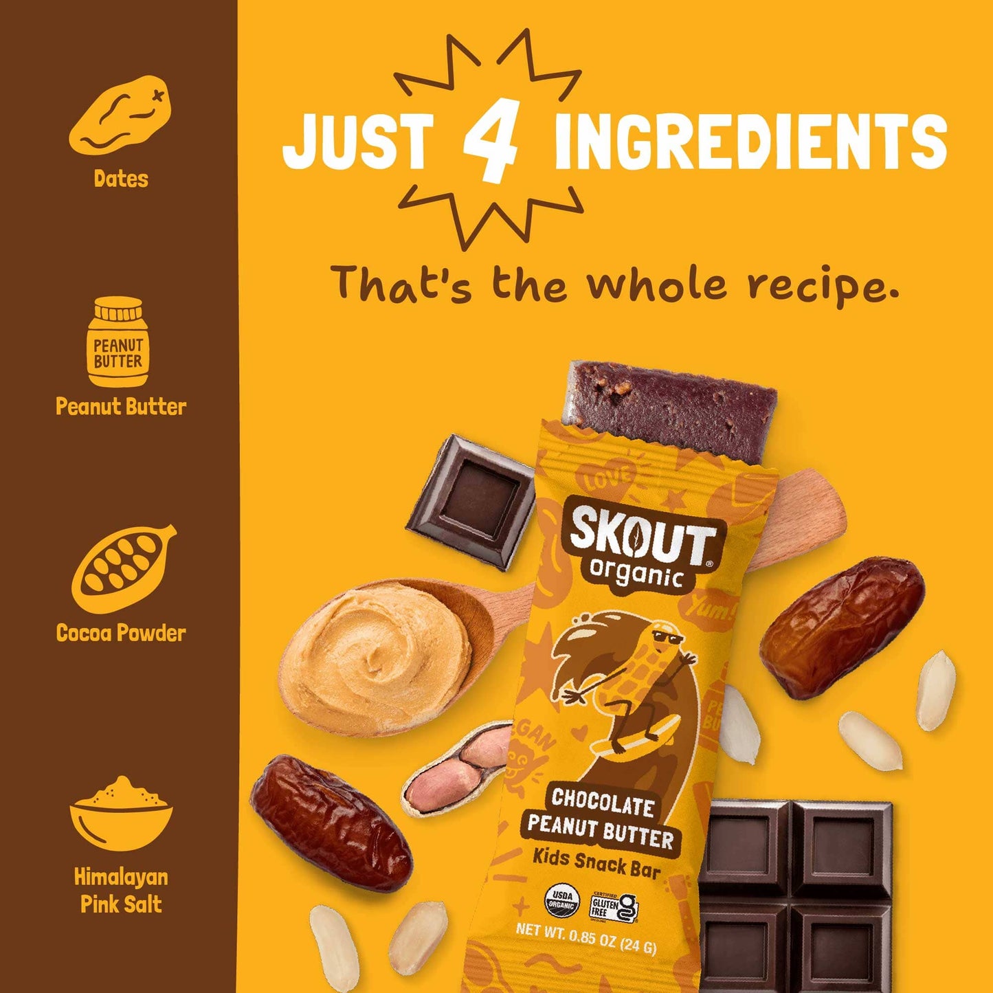 Skout Organic Chocolate Peanut Butter Kids Bar