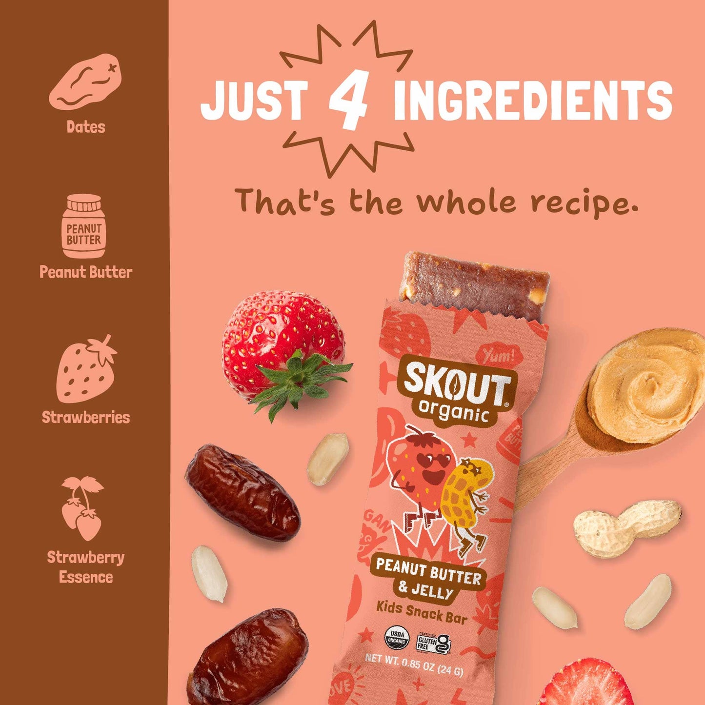 Skout Organic Peanut Butter & Jelly Kids Bar