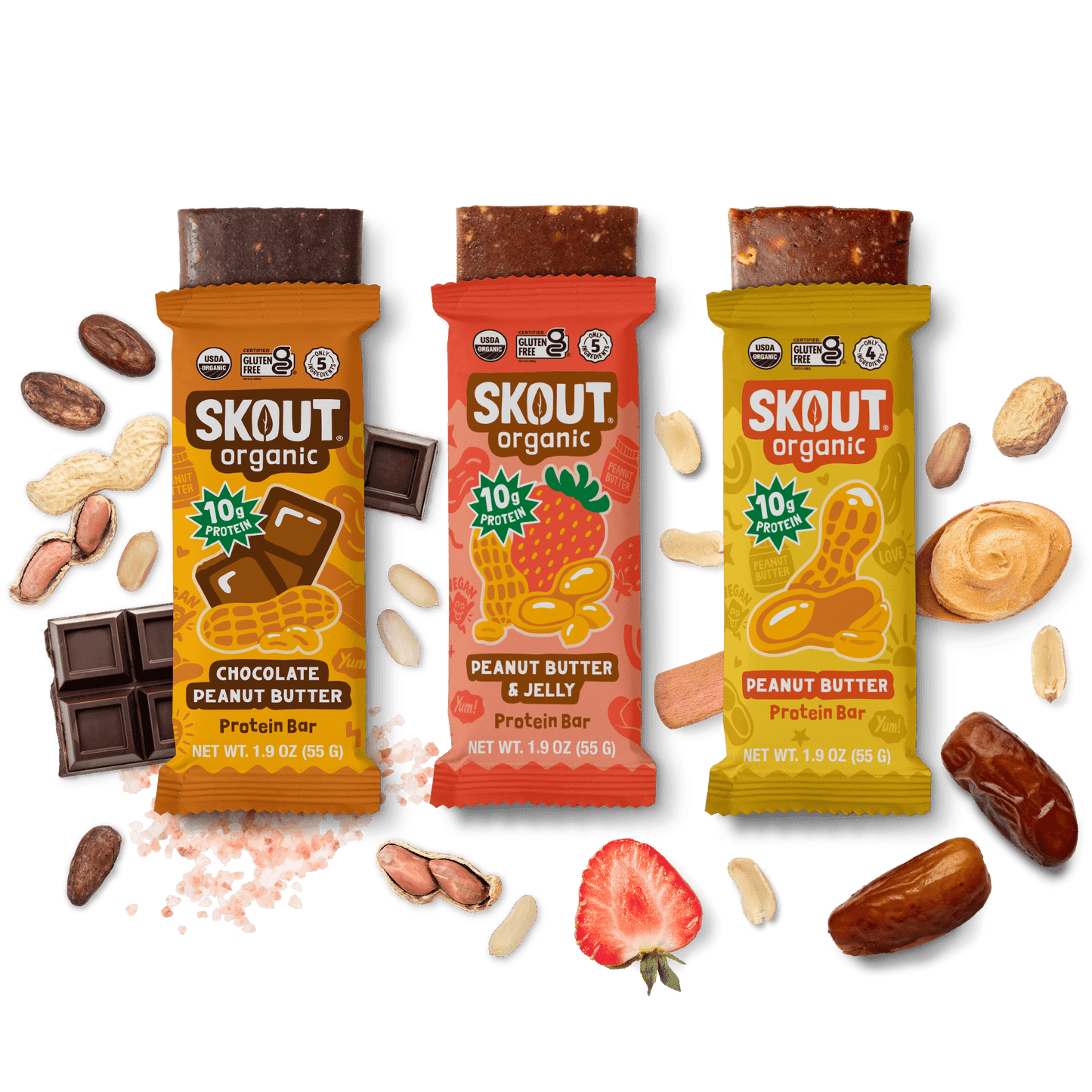 Skout Organic Peanut Butter Protein Bar Bundle - 15 Pack