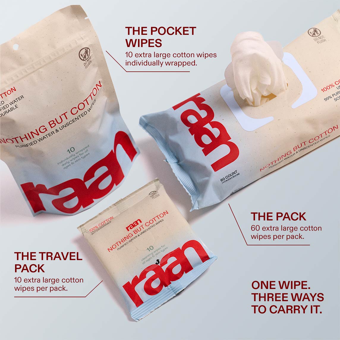 UNBLEACHED, 100% COTTON WATER WIPES. 10 POCKET WIPES