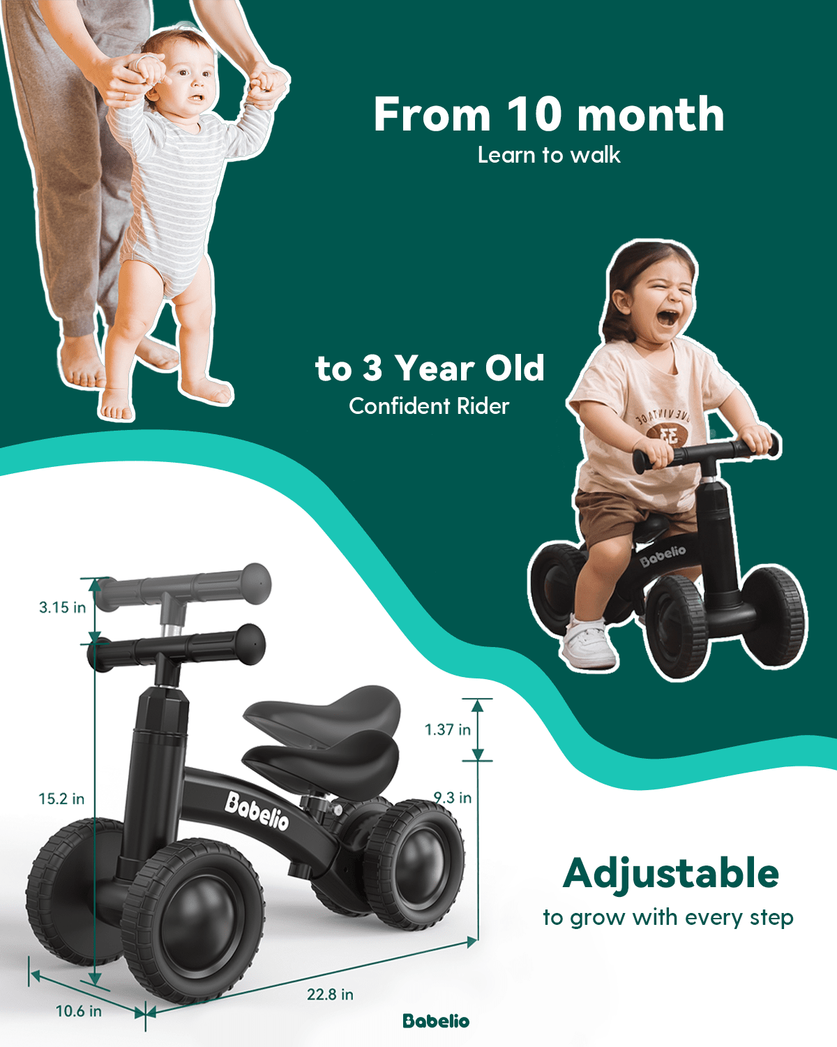 Adjustable Baby Balance Bike for 10-36 Months Toddlers | First Gift