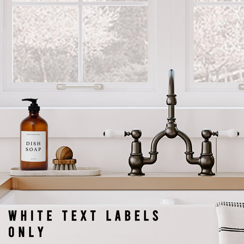 White Text Labels for Plastic and Glass Dispensers