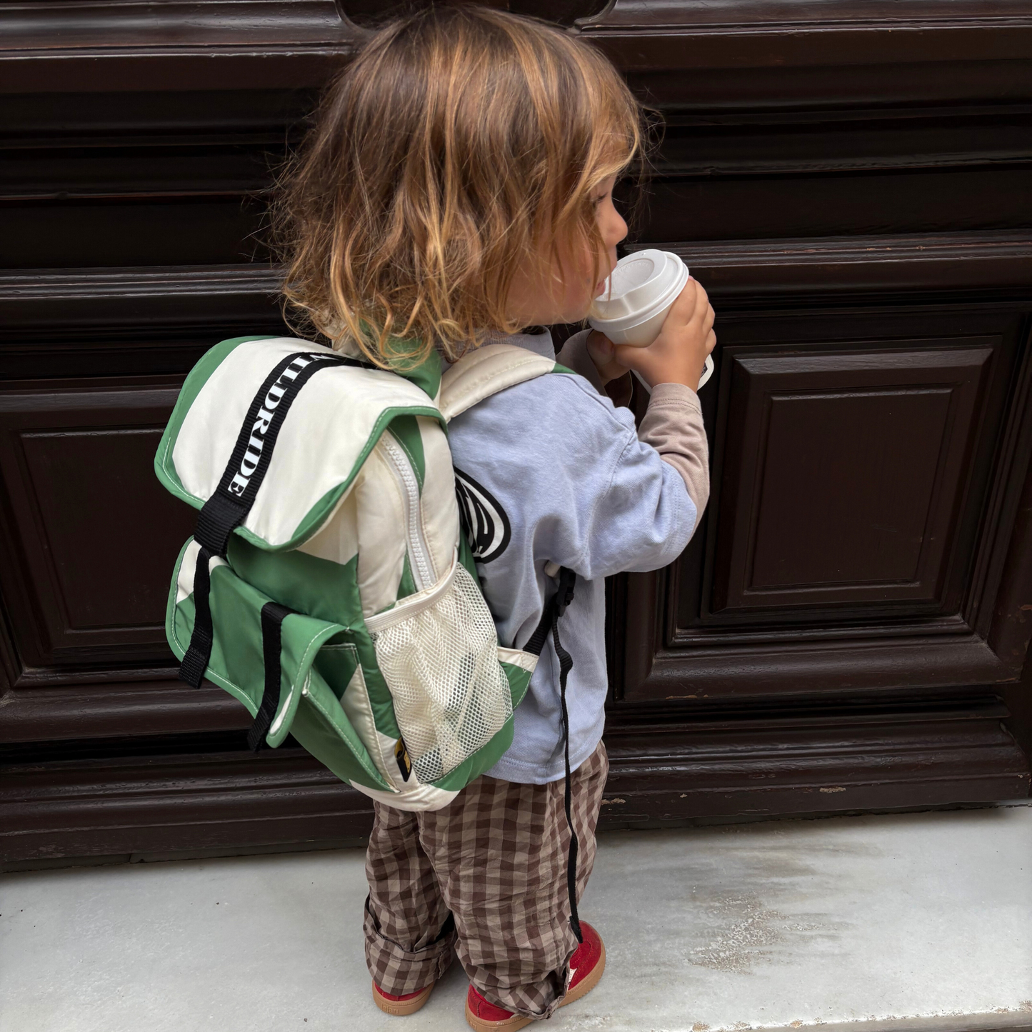 Recycled Kids Backpack Green Graphic