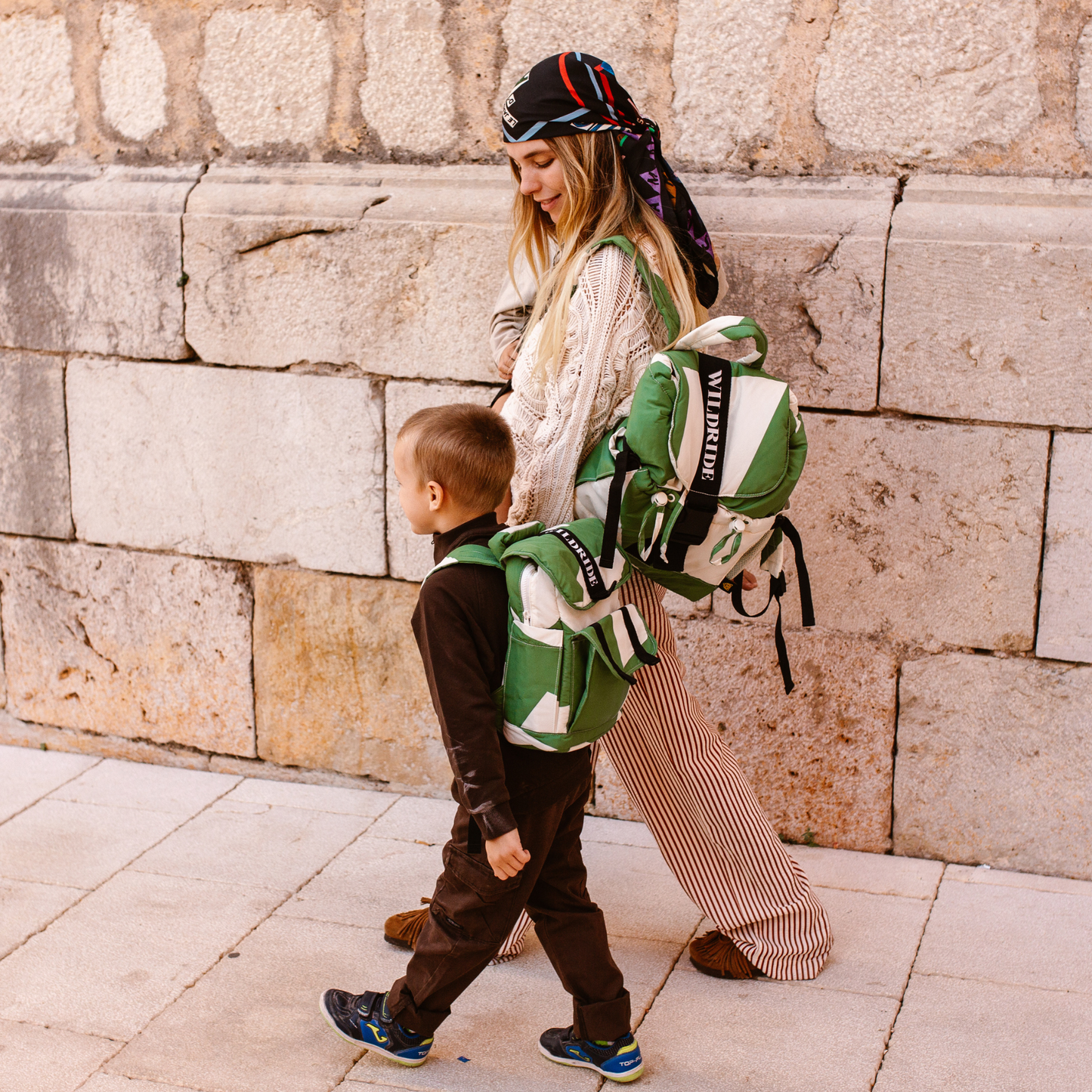 Recycled Kids Backpack Green Graphic