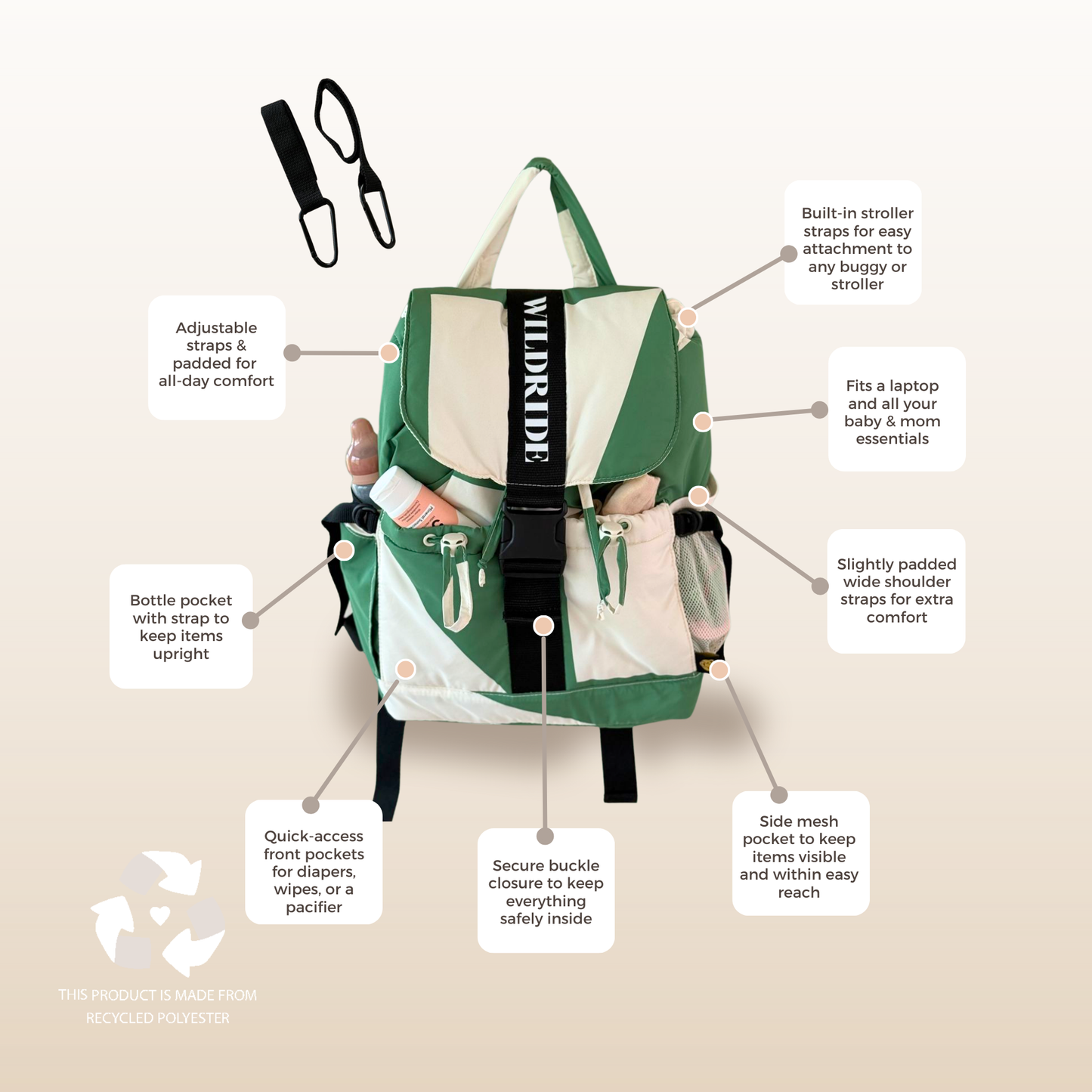 Recycled Adult Backpack Green Graphic