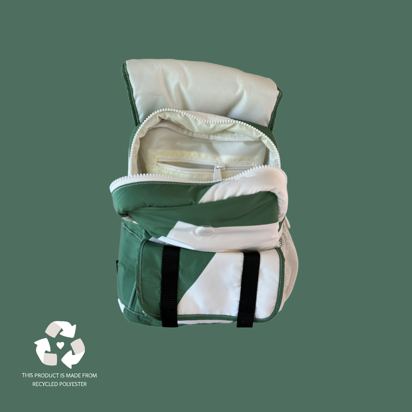 Recycled Kids Backpack Green Graphic